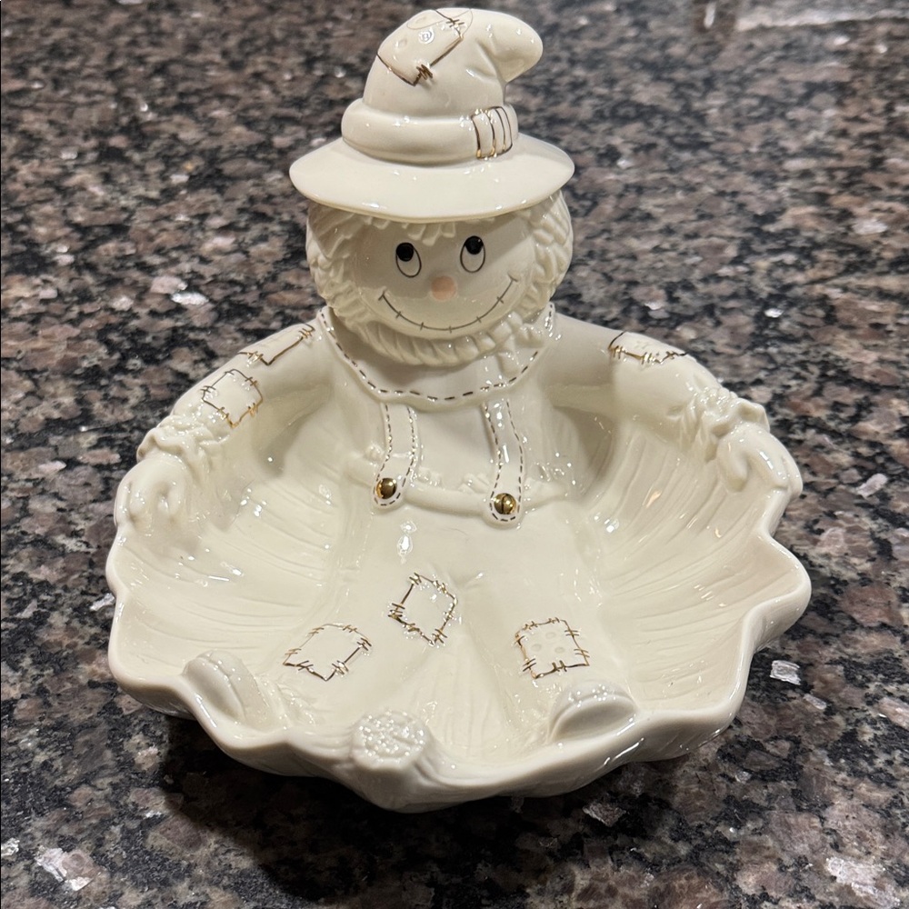 Lenox White Handcrafted China scarecrow dish